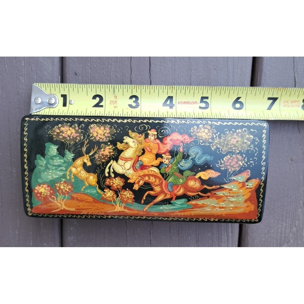 Palekh Russian Decorative Wooden Lacquer Trinket Box Fairy Tail "Sivka-Burka"